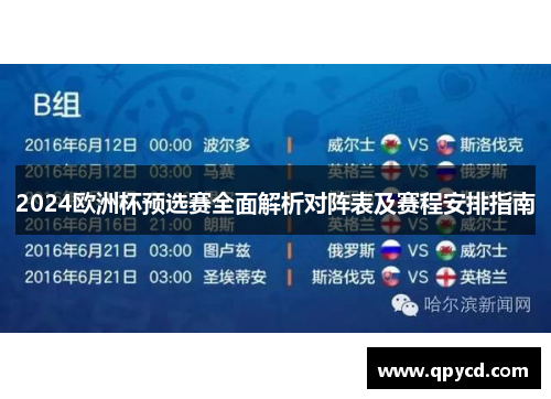 2024欧洲杯预选赛全面解析对阵表及赛程安排指南